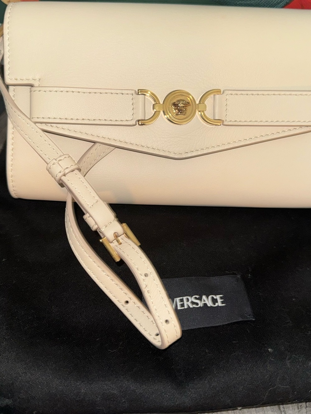 NWT Versace Cream Leather Medusa-Emblem Crossbody Bag